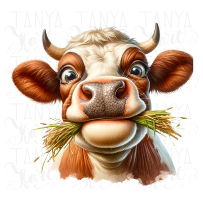 Digital funny cow PNG designs for card making and crafting