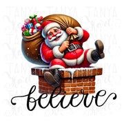 Believe PNG Digital Download, Christmas Digital Print for Crafting Projects, Santa Claus PNG Design for Card Making, Funny Christmas