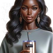 Melanin Woman with Tumbler, Black Girl Png Sublimation Design