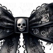 Dark Gothic Bow Sublimation Print, Watercolor Halloween