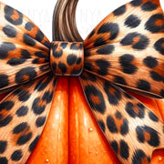 Pumpkin with a Leopard Bow, Sublimation Designs