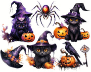 Spooky Halloween Witches PNG Clipart Bundle