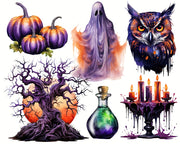 Spooky Halloween Witches PNG Clipart Bundle