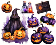 Spooky Halloween Witches PNG Clipart Bundle