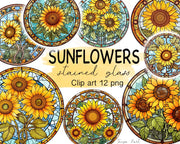 Sunflowers Stained Glass Clipart