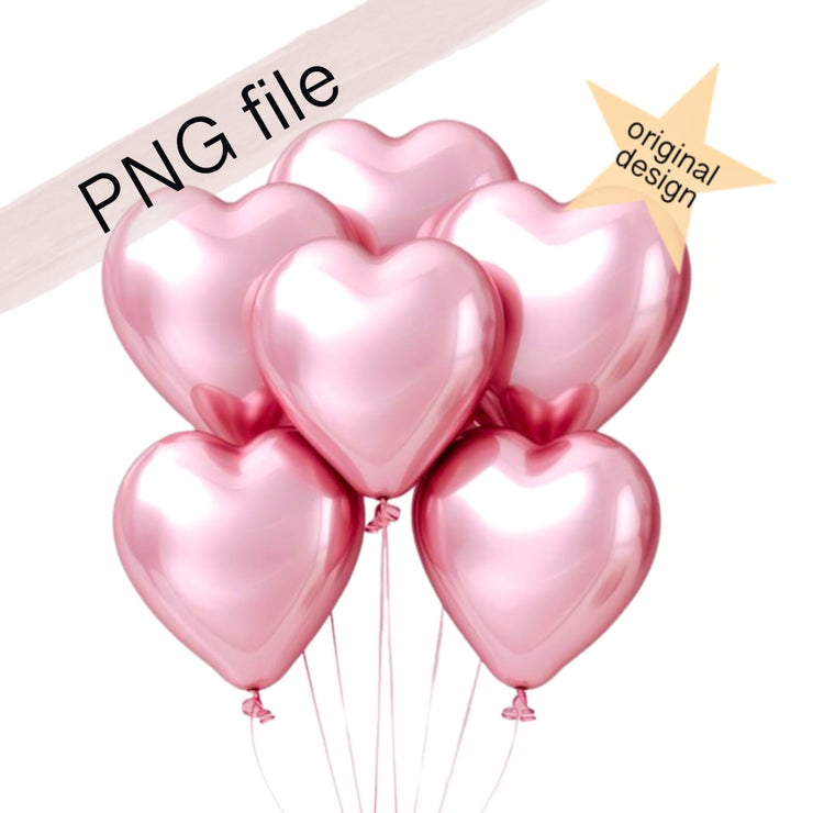 Birthday Balloons PNG - Pink Hearts Clip Art