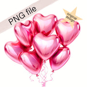 Birthday Balloons PNG - Pink Hearts Clip Art