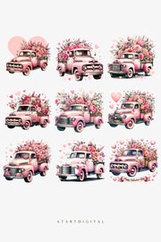 Valentines Day Pink Truck PNG - Instant Download