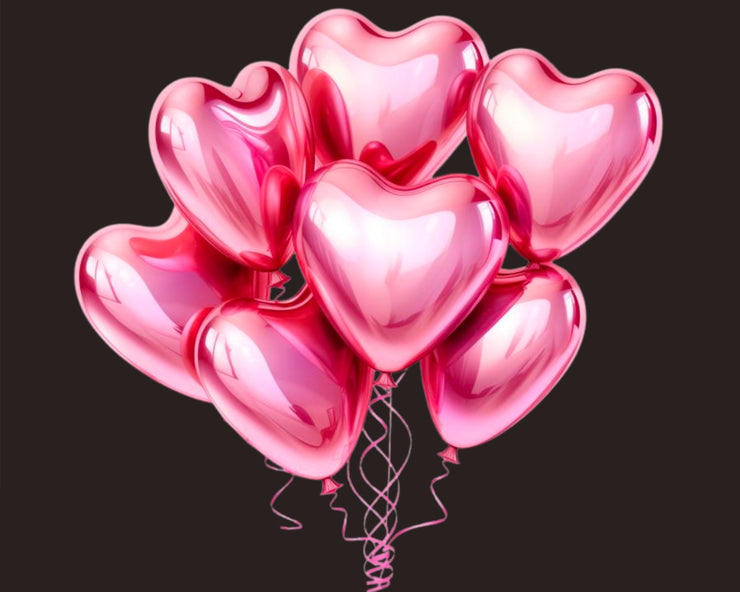 Birthday Balloons PNG - Pink Hearts Clip Art