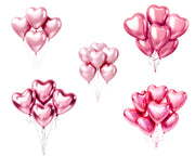 Birthday Balloons PNG - Pink Hearts Clip Art