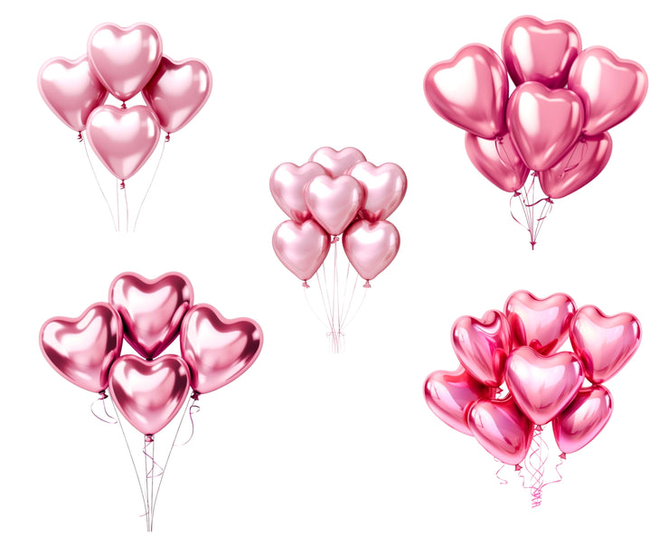 Birthday Balloons PNG - Pink Hearts Clip Art