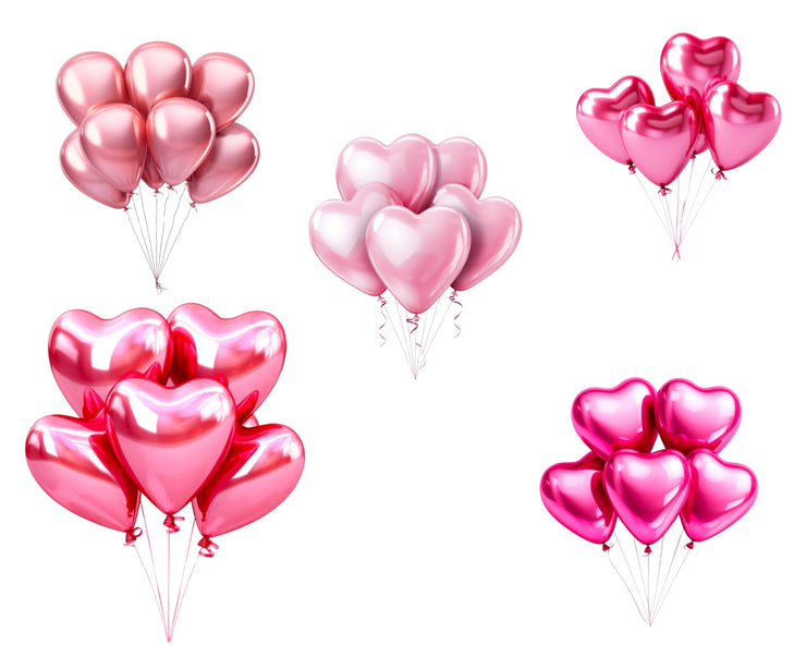 Birthday Balloons PNG - Pink Hearts Clip Art