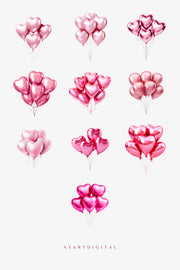 Birthday Balloons PNG - Pink Hearts Clip Art