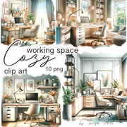Watercolor Office Space Clipart