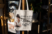 Just a Girl Who Loves Books and Coffee Png for Sublimation