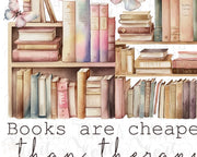 Books Are Cheaper Than Therapy Png Instant Download for Book Lovers