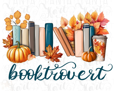 Fall Fublimation Booktrovert Autumn Png Instant Download, Book Reading Png