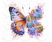 Floral Buttterfly Png Sublimation Design, Flower Butterfly Png Digital Download