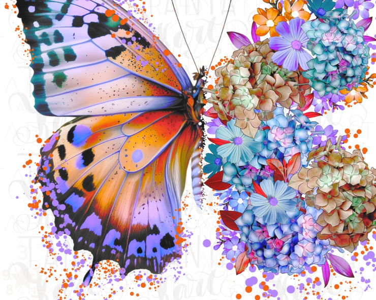 Floral Buttterfly Png Sublimation Design, Flower Butterfly Png Digital Download