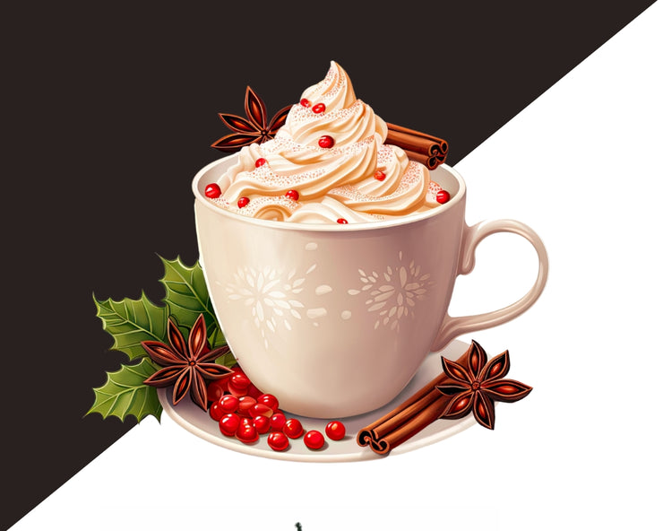 Christmas Coffee PNG Clipart, Winter Drinks Clipart Bundle, Coffee, Hot Chocolate, Ceremonial Cacao