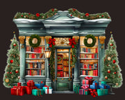 Christmas Bookstore Digital Art Download, Christmas Village Clipart Bundle for Digital Planner