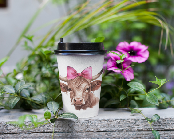 Cow with Pink Bow: Farm Animal Sublimation Design