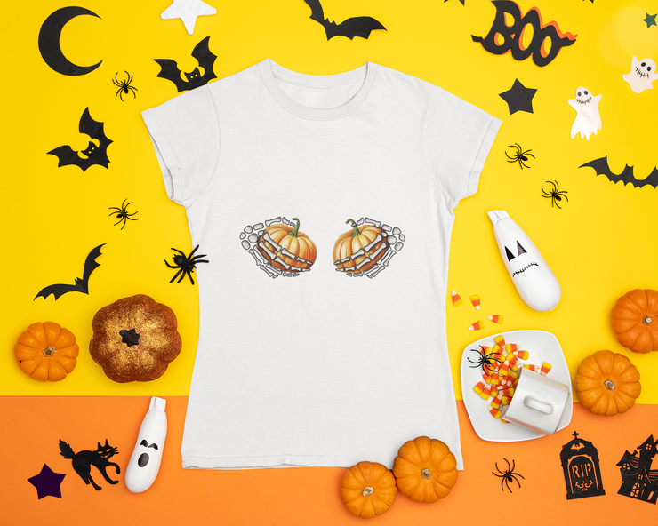 Skeleton Hands with Pumpkins Png Sublimation Design