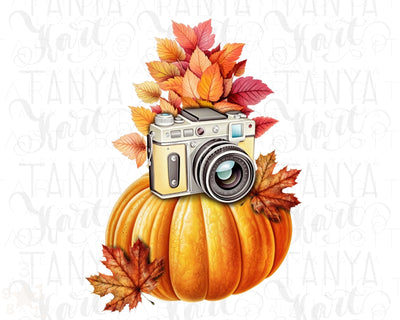 Autumn Camera Png Sublimation Designs, Vintage Camera