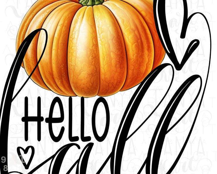 Pumpkin Hello Fall Png Sublimation Design