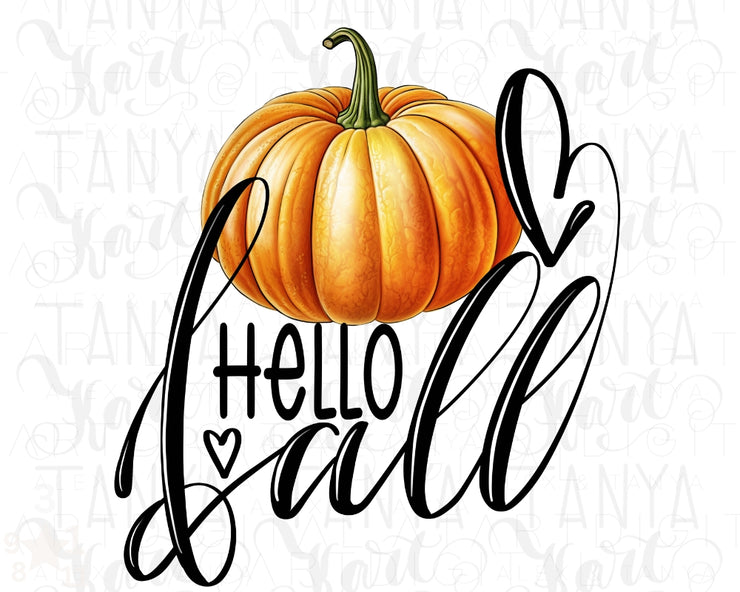 Pumpkin Hello Fall Png Sublimation Design