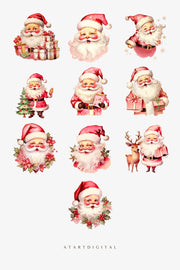 Retro Santa Claus Clipart Bundle