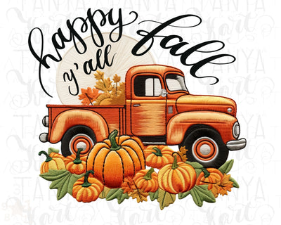 Happy Fall Y'all Truck PNG Instant Sublimation Download