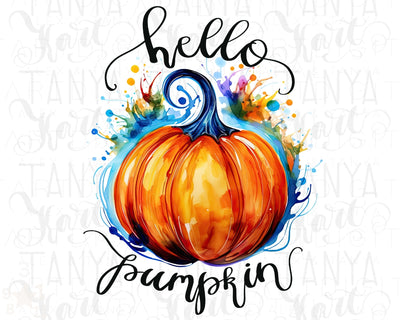 Hello Pumpkin PNG Digital Download Fall Quote Thanksgiving