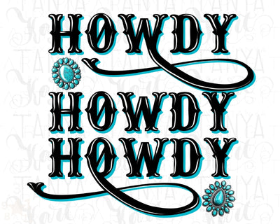Gemstone Howdy Png Sublimation Design - Instant Download for DIY Tshirt Printing, Turquoise Western Howdy Digital