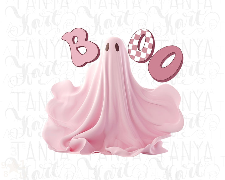 Cute Pink Halloween Ghost Digital Design