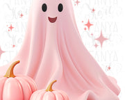 Retro Halloween Pink Pumpkin Ghost