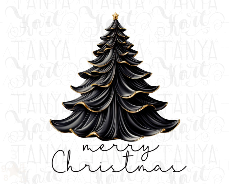 Black Christmas Tree PNG Sublimation Design