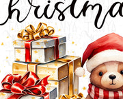 Christmas Scene Bear with Gifts Sublimation PNG Designs