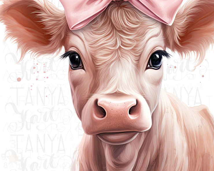 Little Pink Cow PNG: Digital Download for Sublimation