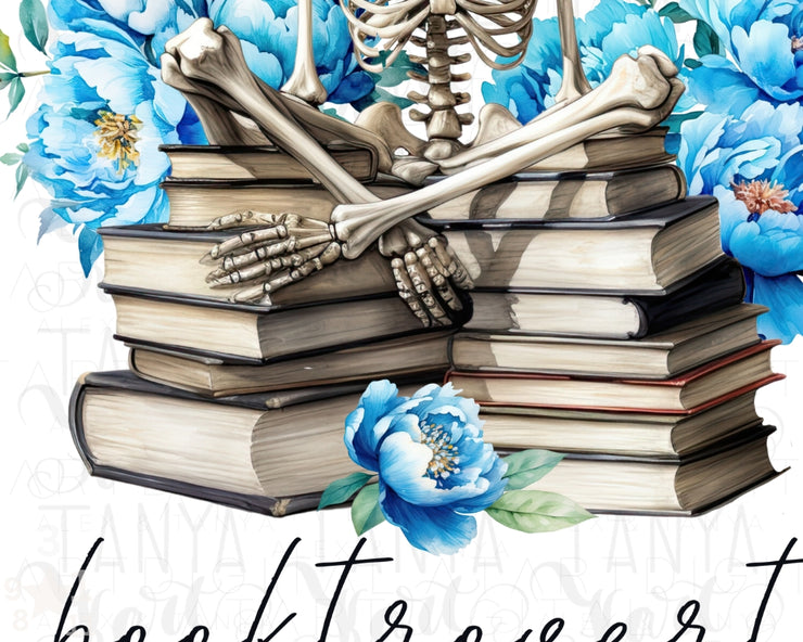 Booktrovert Skeleton Floral Book PNG