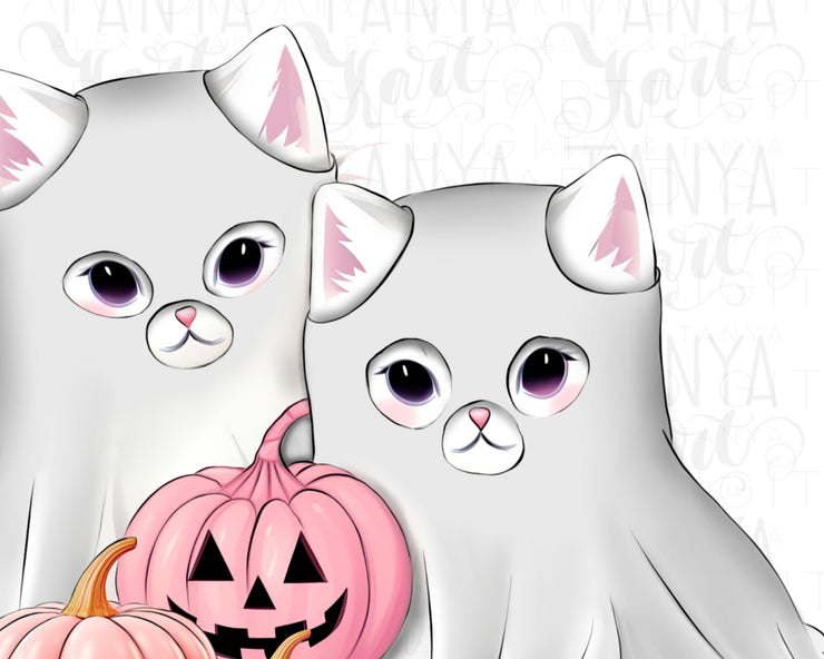 Ghost Kitten PNG Sublimation Designs for Spooky Season