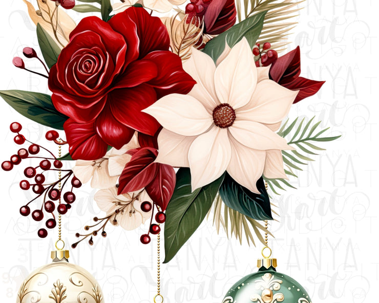 Winter Flowers Christmas Ornaments