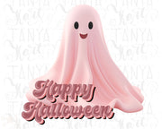 Retro Pink Halloween Ghost Art