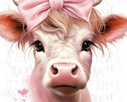 Little Pink Cow PNG Digital Download for Sublimation