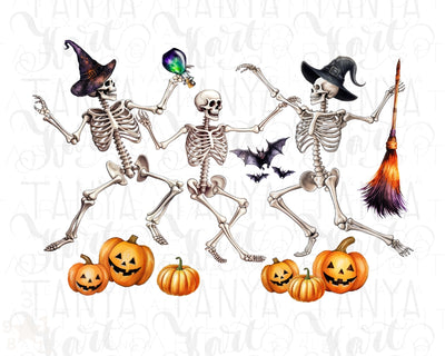 Halloween Dancing Skeletons Digital Download PNG