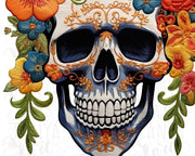 Skeleton Skull with Flowers Designs