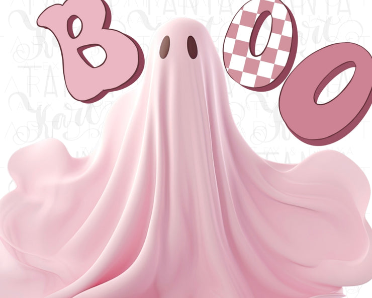 Cute Pink Halloween Ghost Digital Design