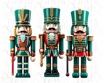 Green Christmas Nutcrackers Boy PNG Sublimation Hand Drawn
