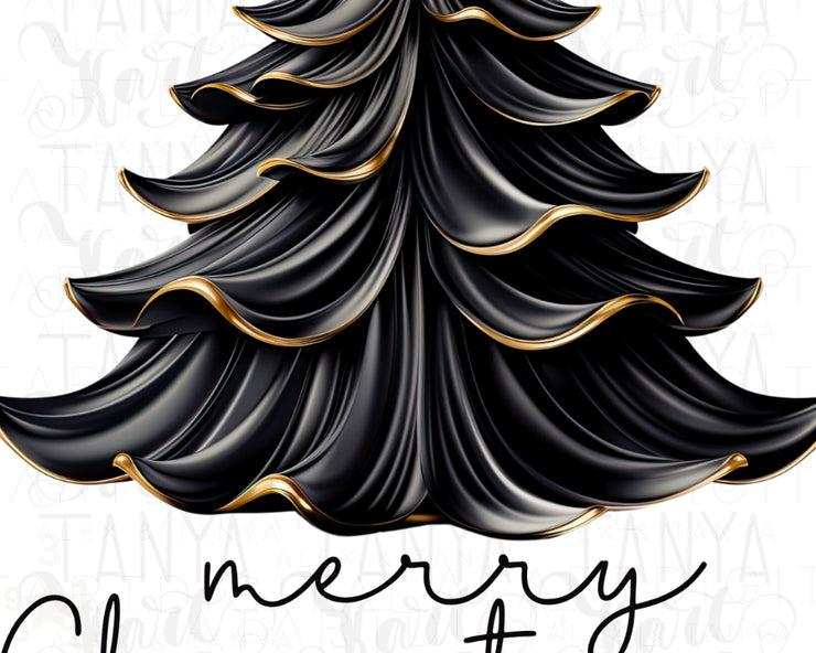 Black Christmas Tree PNG Sublimation Design