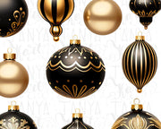 Black Christmas Ball Ornaments, Aesthetic Art Prints